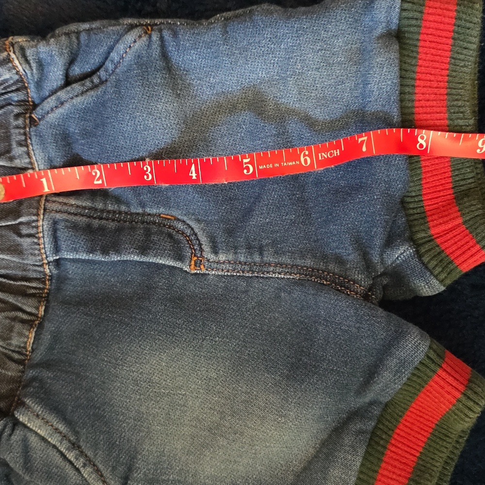 Gucci Kids Blue Jean Jacket and Shorts Set with Red and Green Accents - Picture 10 of 10